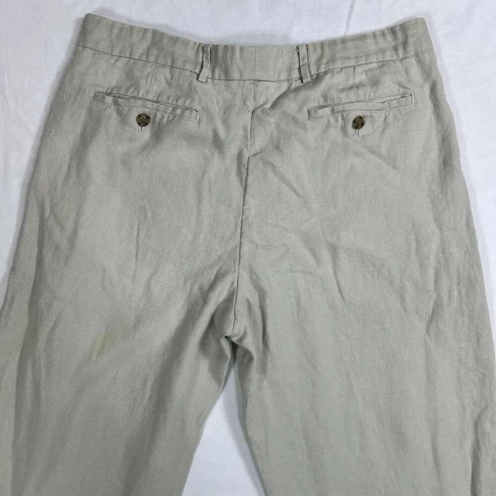 Allen Solly Dress Pants Mens 36R Linen Pleated Straight Leg Beach Casual